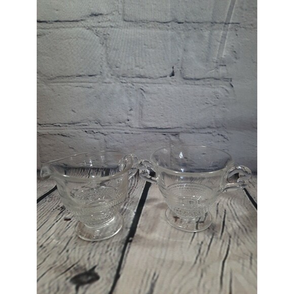 Vintage Footed Creamer & Sugar Bowl Set – Clear Glass, 2.5" Tall (No Lids) Retro - Picture 1 of 5